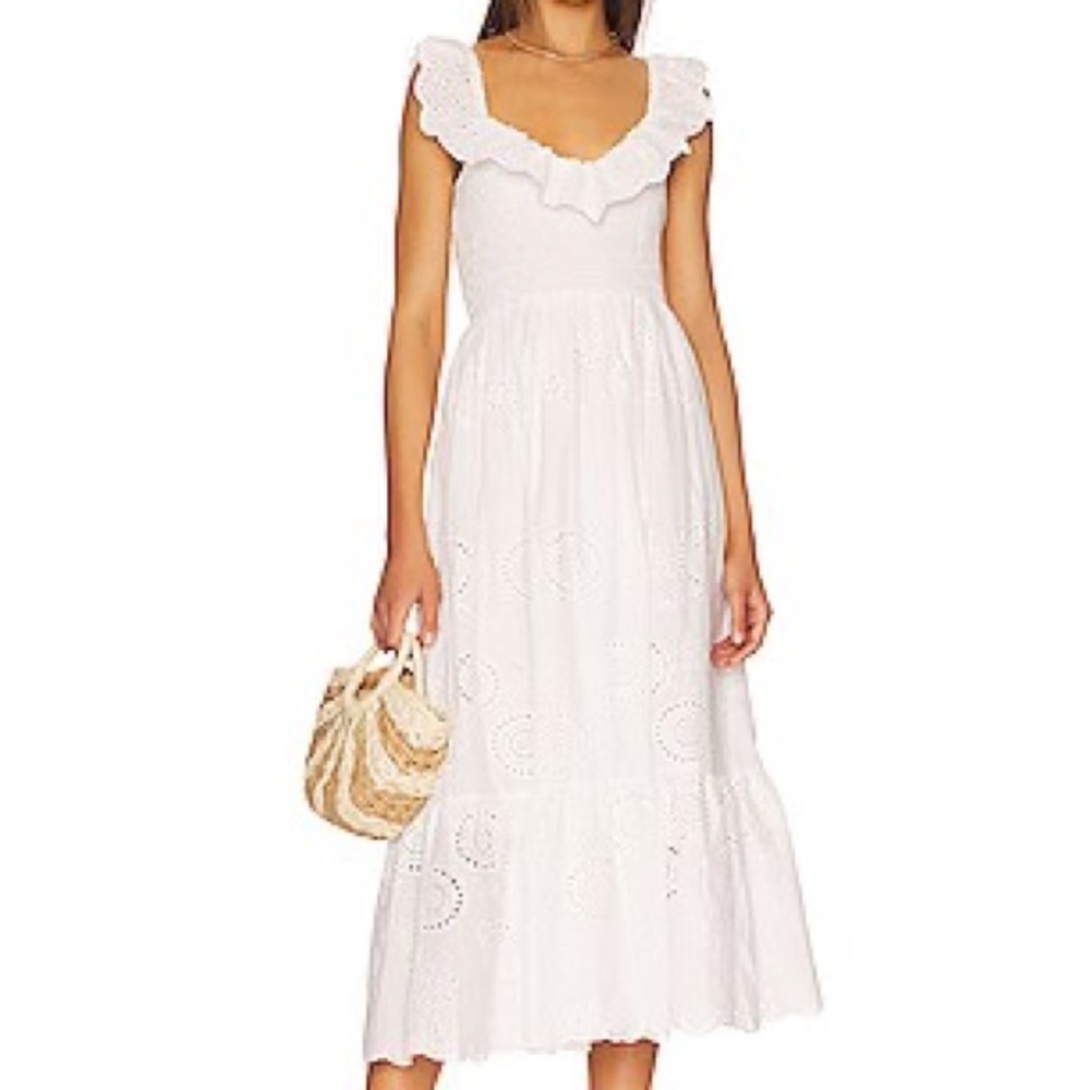 Astr cottage dress white eyelet